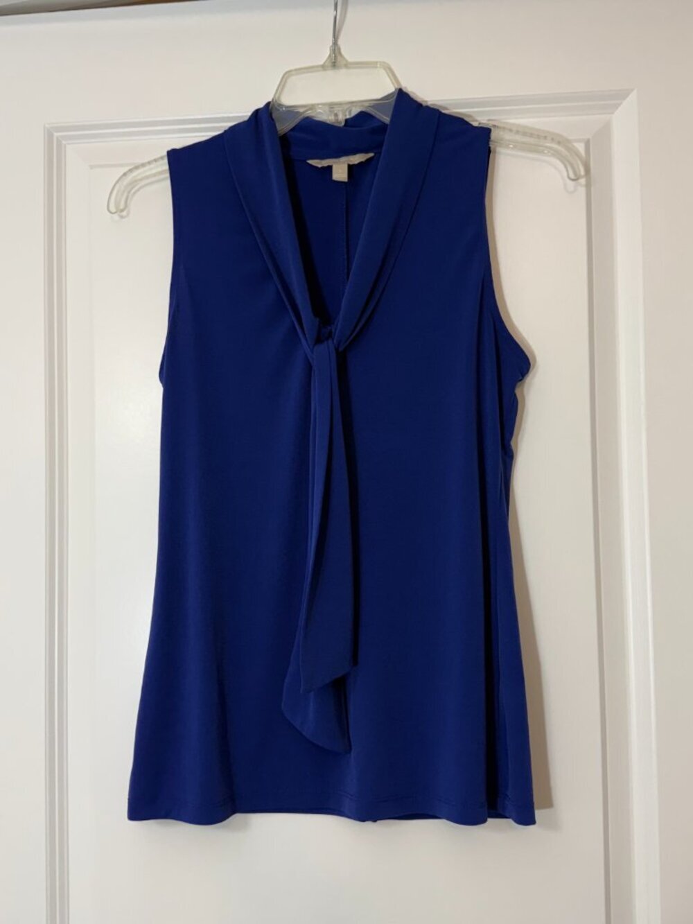 Banana Republic Tie Neck Sleeveless Top - Cobalt Blue Size S - Picture 8 of 8